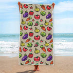 Pixel Vegetables Pattern Print Beach Towel