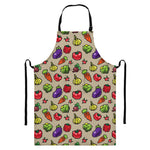 Pixel Vegetables Pattern Print Bib Apron With Pocket