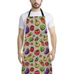 Pixel Vegetables Pattern Print Bib Apron With Pocket