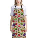 Pixel Vegetables Pattern Print Bib Apron With Pocket