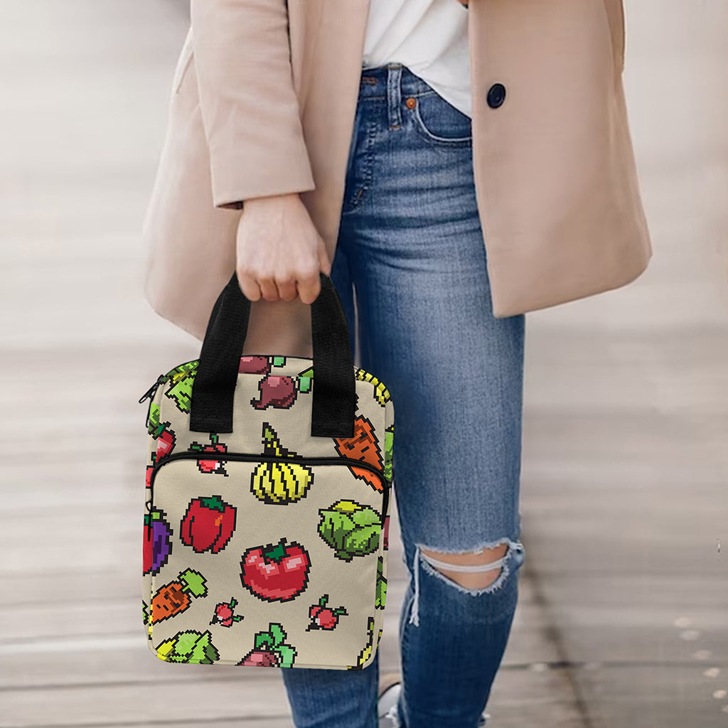 Pixel Vegetables Pattern Print Bible Tote Bag