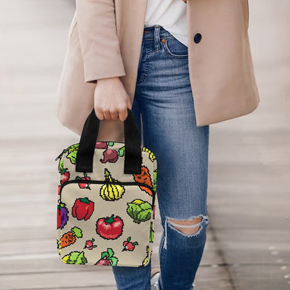 Pixel Vegetables Pattern Print Bible Tote Bag