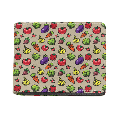 Pixel Vegetables Pattern Print Bifold Wallet