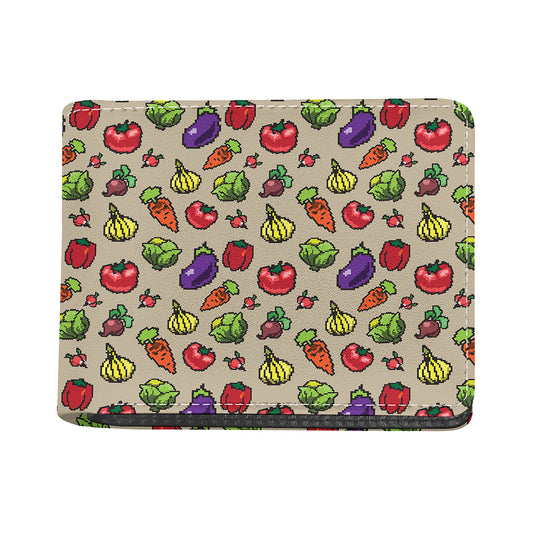 Pixel Vegetables Pattern Print Bifold Wallet