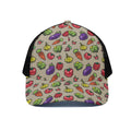 Pixel Vegetables Pattern Print Black Mesh Trucker Hat