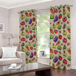 Pixel Vegetables Pattern Print Blackout Grommet Curtains