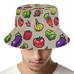 Pixel Vegetables Pattern Print Bucket Hat