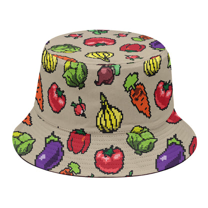 Pixel Vegetables Pattern Print Bucket Hat