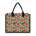 Pixel Vegetables Pattern Print Canvas Tote Bag
