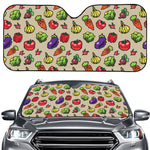 Pixel Vegetables Pattern Print Car Windshield Sun Shade