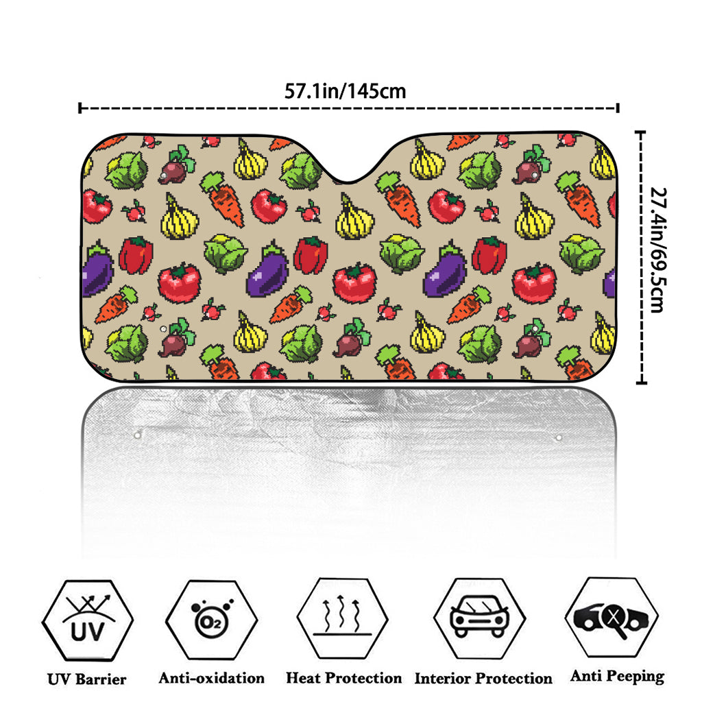 Pixel Vegetables Pattern Print Car Windshield Sun Shade