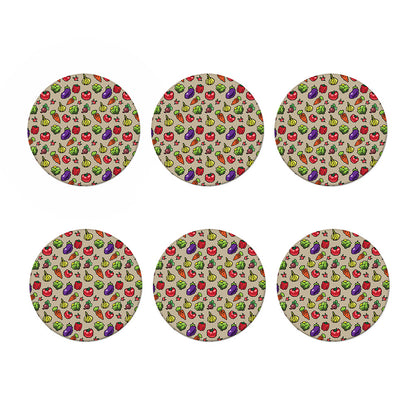 Pixel Vegetables Pattern Print Coaster Set