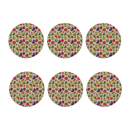 Pixel Vegetables Pattern Print Coaster Set