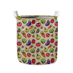 Pixel Vegetables Pattern Print Collapsible Laundry Basket
