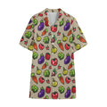 Pixel Vegetables Pattern Print Cotton Hawaiian Shirt