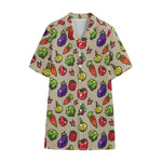 Pixel Vegetables Pattern Print Cotton Hawaiian Shirt
