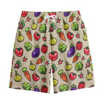 Pixel Vegetables Pattern Print Cotton Shorts
