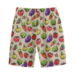 Pixel Vegetables Pattern Print Cotton Shorts