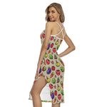 Pixel Vegetables Pattern Print Cross Back Cami Dress
