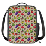Pixel Vegetables Pattern Print Crossbody Lunch Bag