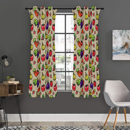 Pixel Vegetables Pattern Print Curtain