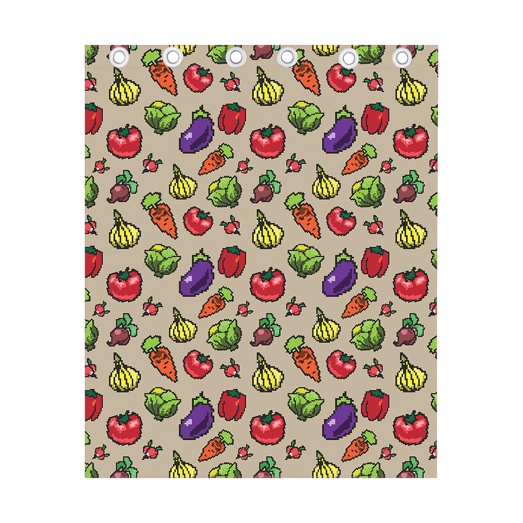Pixel Vegetables Pattern Print Curtain