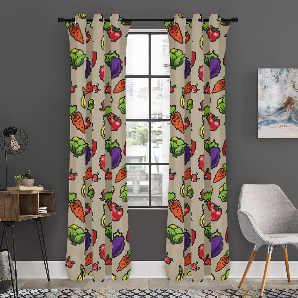 Pixel Vegetables Pattern Print Curtain
