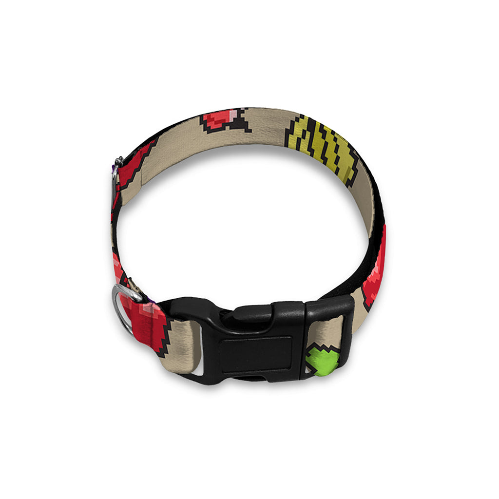 Pixel Vegetables Pattern Print Dog Collar
