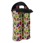 Pixel Vegetables Pattern Print Double Neoprene Wine Tote