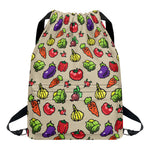 Pixel Vegetables Pattern Print Drawstring Backpack