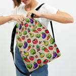 Pixel Vegetables Pattern Print Drawstring Backpack