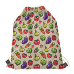 Pixel Vegetables Pattern Print Drawstring Bag
