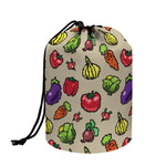 Pixel Vegetables Pattern Print Drawstring Makeup Bag