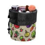 Pixel Vegetables Pattern Print Drawstring Makeup Bag