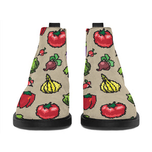 Pixel Vegetables Pattern Print Flat Ankle Boots