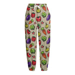 Pixel Vegetables Pattern Print Fleece Lined Knit Pants