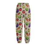 Pixel Vegetables Pattern Print Fleece Lined Knit Pants