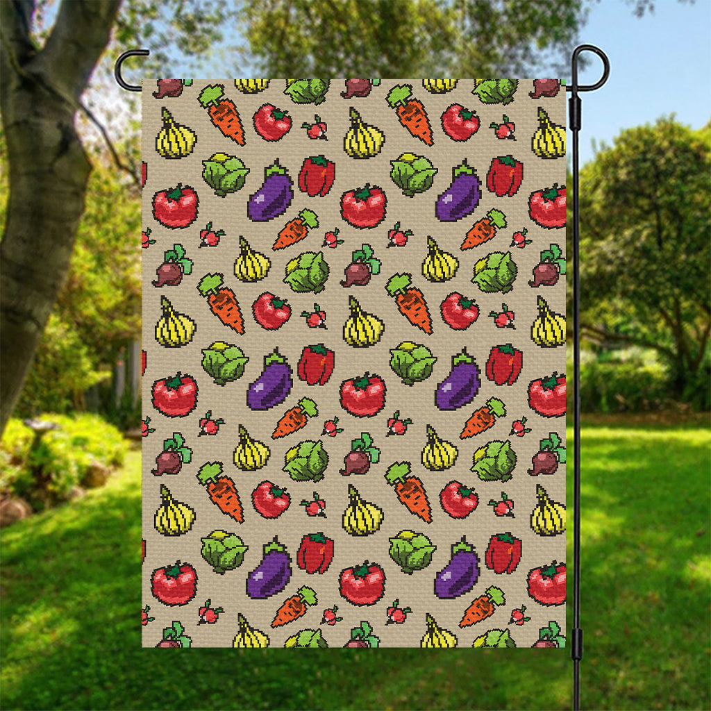 Pixel Vegetables Pattern Print Garden Flag