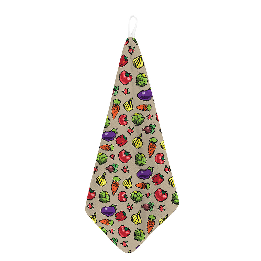 Pixel Vegetables Pattern Print Hand Towel