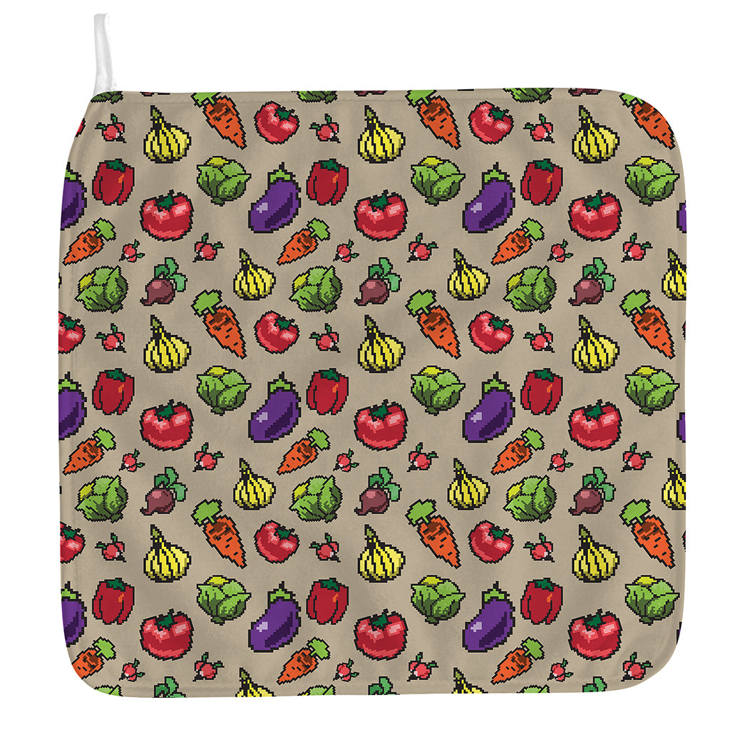 Pixel Vegetables Pattern Print Hand Towel