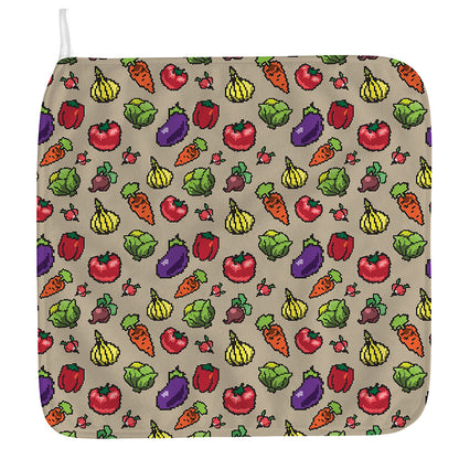 Pixel Vegetables Pattern Print Hand Towel