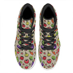 Pixel Vegetables Pattern Print High Top Leather Sneakers