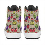 Pixel Vegetables Pattern Print High Top Leather Sneakers