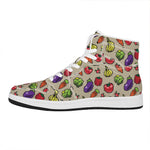 Pixel Vegetables Pattern Print High Top Leather Sneakers