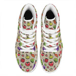 Pixel Vegetables Pattern Print High Top Leather Sneakers