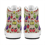 Pixel Vegetables Pattern Print High Top Leather Sneakers
