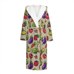 Pixel Vegetables Pattern Print Hooded Bathrobe