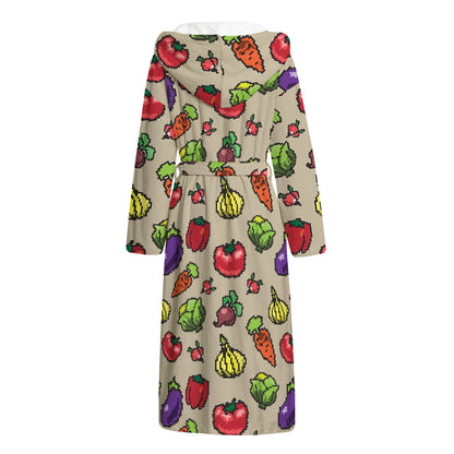 Pixel Vegetables Pattern Print Hooded Bathrobe