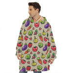 Pixel Vegetables Pattern Print Hoodie Blanket