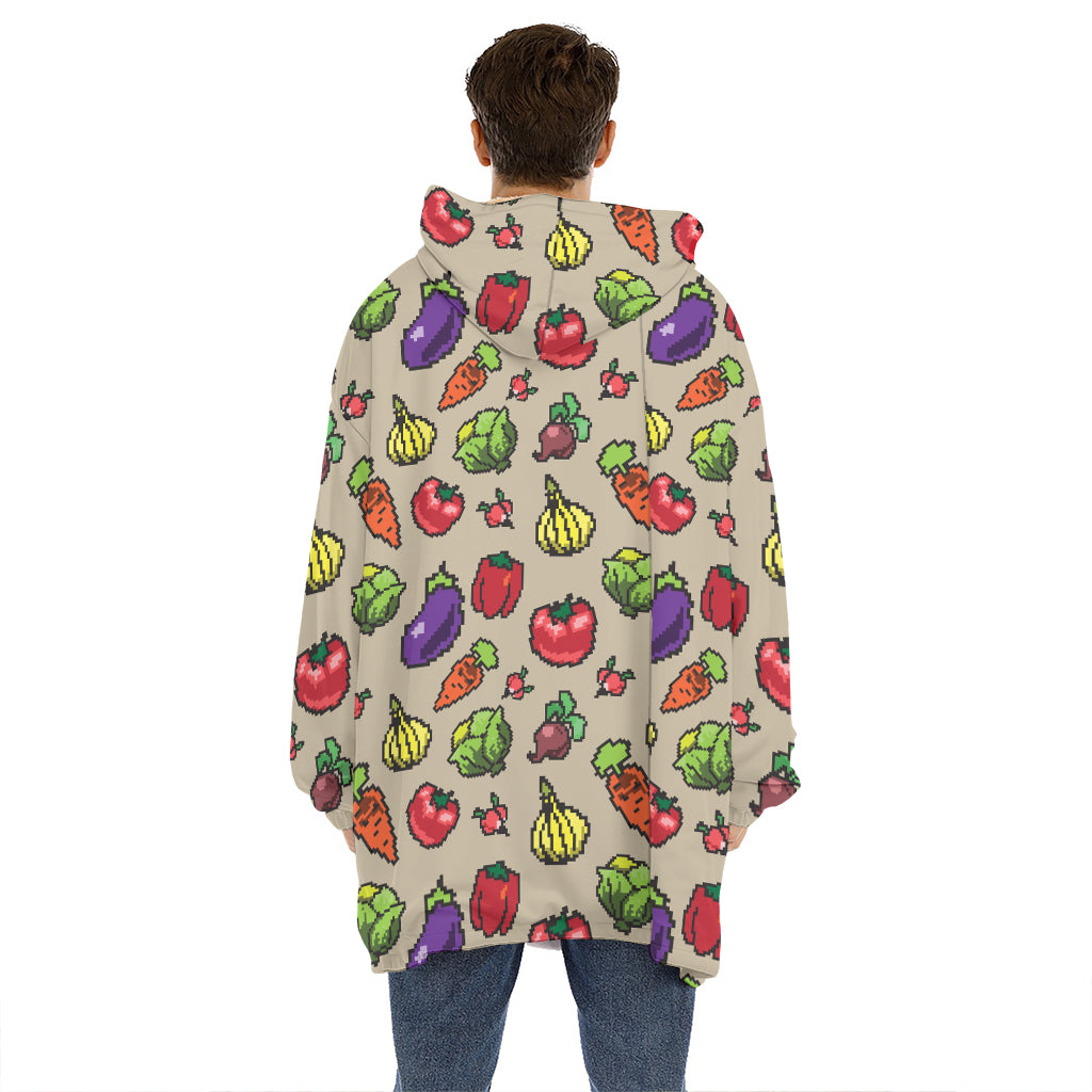 Pixel Vegetables Pattern Print Hoodie Blanket